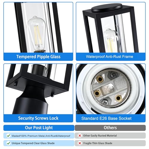 13'' Outdoor Post Lights - Black (2-Pack)