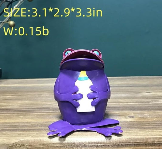 Metal Frog Outdoor Garden Ornament Decoration, Yard/Balcony/Flower Pot Art Statue Decorations, Funny Cute Animal Frogs Iron Vintage Statues (Purple-B)