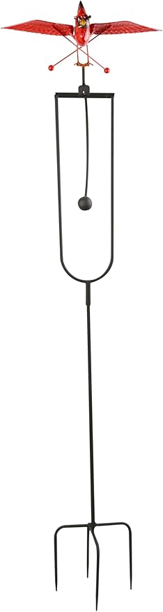 Red Carpet Studios Cardinal 12 x 39 Inch Metal and Glass Rocker Garden Accent with 4-Prong Stake