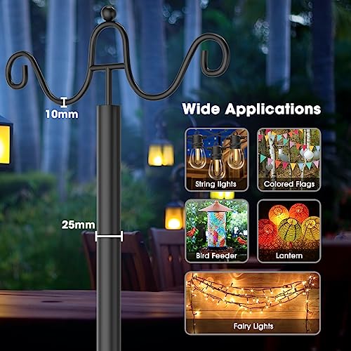 String Light Poles 9 FT Metal with Hook - 4 Pack