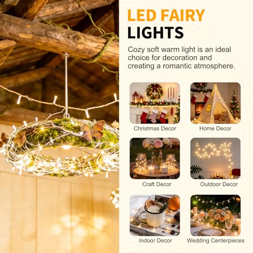 200 LED Fairy Lights 66ft - White Twinkle String