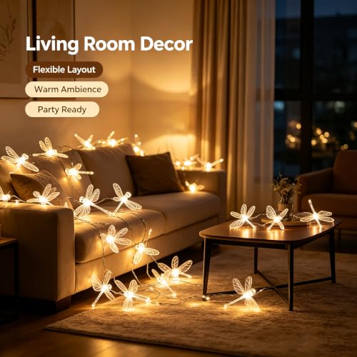 Dragonfly String Lights - 10ft 20LED Battery Powered Warm White