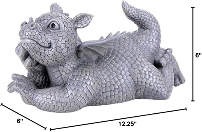 Pacific Giftware Garden Dragon Daydreaming Garden Display Decorative Accent Sculpture Stone Finish