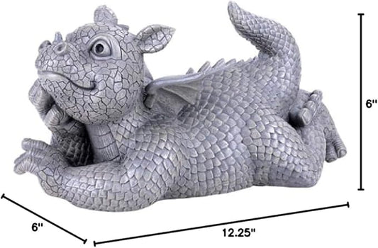 Pacific Giftware Garden Dragon Daydreaming Garden Display Decorative Accent Sculpture Stone Finish