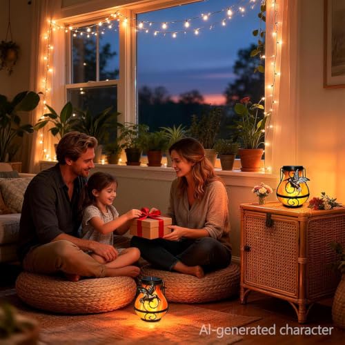 Solar Lanterns - Flickering Flame Hummingbird Design (2 Pack)