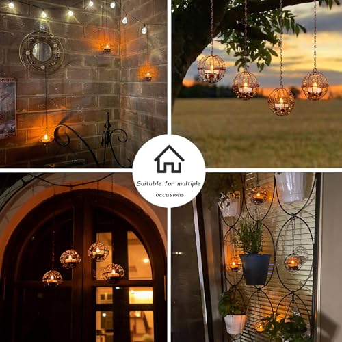 Solar Hanging Lanterns - Waterproof Globe with Flickering Lights, 4 Pack