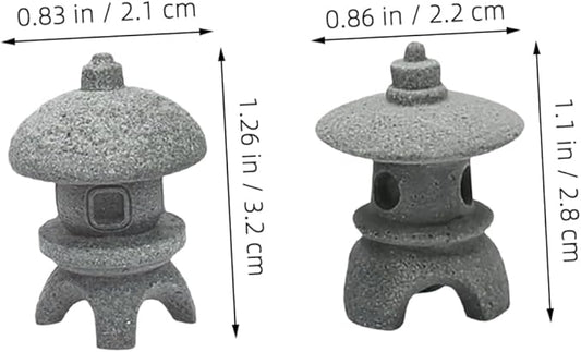 ORFOFE Japanese Style Zen Garden Statues 2 Pack Sandstone Decor for Outdoor/Indoor Asian Decor