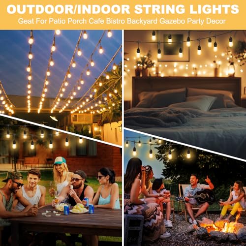 50FT Outdoor String Lights - 32 Bulbs, Dimmer Remote