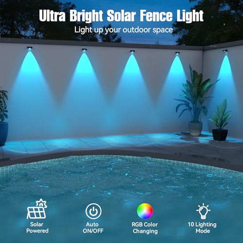 Solar LED Wall Light - RGB Color Changing, Waterproof