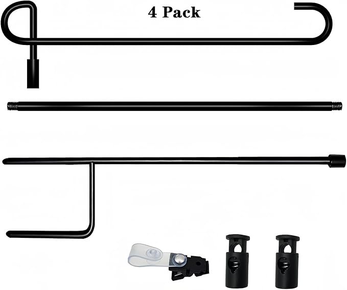 Garden Flag Pole Stand Holder, 4 Pack Garden Flags for Outside with Flag Stopper and Clip Waterproof Powder-Coated Paint for Flag Pole Holder for Outside House,Yard Flags for Outside