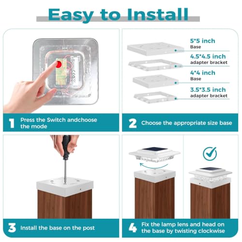 Solar Post Cap Lights - 10 Pack, 3 Color Temps, 2 Brightness