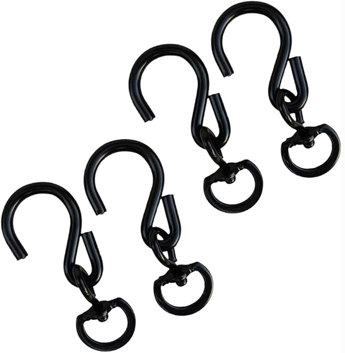 SOFTMED Swivel Plant Hanger Hooks 4PACK, Swivel Hooks for Hanging Plants Heavy Duty (Black-4pcs)