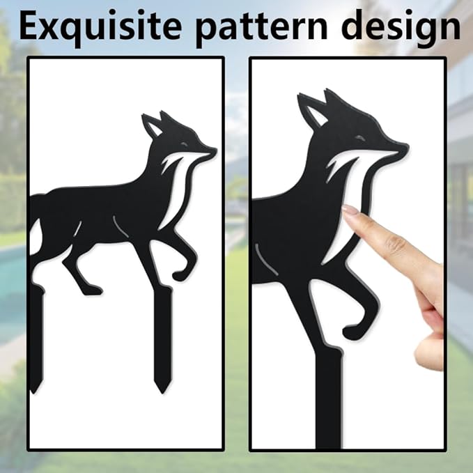 WADORN 3 Styles Fox Metal Decorative Garden Stakes, Funny Fox Family Metal Outdoor Statues Animals Black Silhouette Ornament Gifts Cute Animals Outdoor Decor for Garden Backyard Patio Lawn Walkways