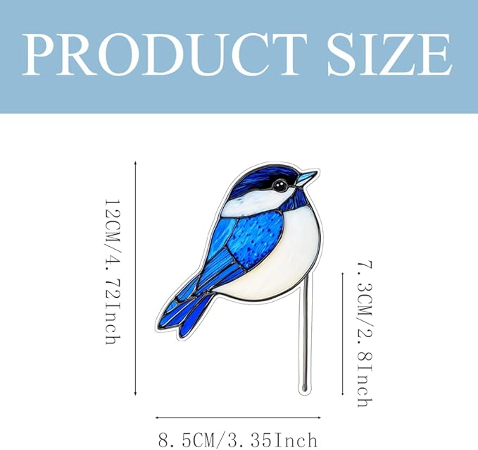 JOONOR 2 Pieces Stained Acrylic Bird Flower Pot Hugger Cute Animal Bird Statue for Planter Hanger Decorations Outdoor Fairy Garden Planter Edge Accessories