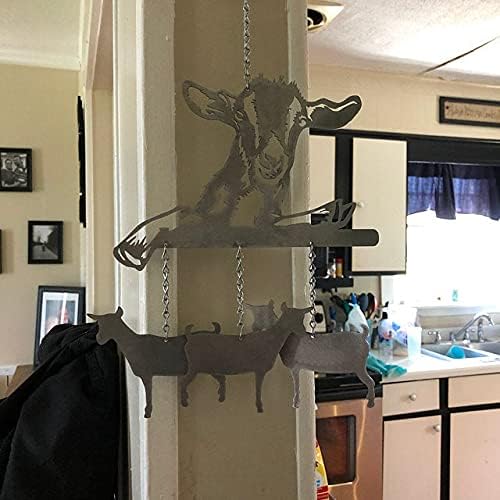 Dachshund Wind Chimes for Outside Hanging Outdoor Decor, Bird Dog Metal Wind Chimes with 4 Metal Tubes, Handworks Windchime for Garden Yard Patio Lawn Decorations (Goat)