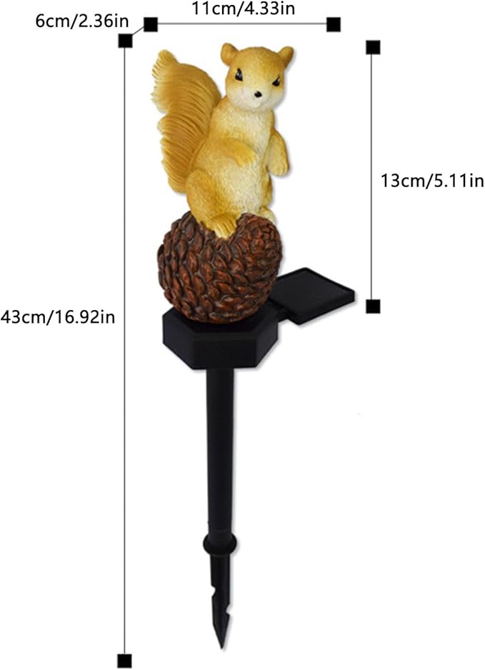 Solar Garden Lights, Squirrel Solar Powered LED Outdoor Decor Light, Resin Garden Waterproof Decorations with Stake, Outdoor Garden Animal Statue for Patio Lawn Yard (Squirrel)