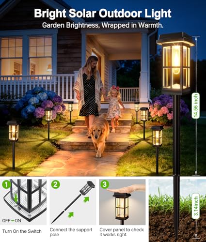 Solar Pathway Lights - 12 Pack, Waterproof, 2 Modes