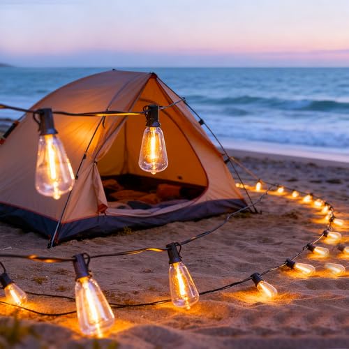 50 FT Outdoor String Lights - 17+2 LED Bulbs, Warm White