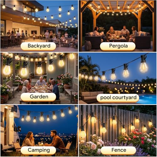 LED Outdoor String Lights 100FT - Waterproof Shatterproof