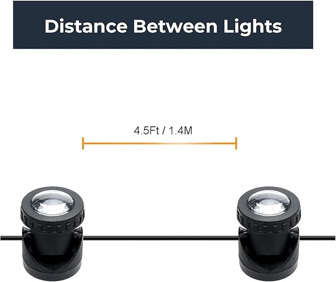 Warm White Pond Lights, Underwater Landscape Spotlights, IP68 Waterproof Submersible Fountain Lights for Garden Yard Aquarium Pond Fountain Waterfall (4 Lights)