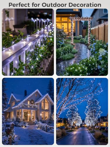 Solar Fairy Lights 200FT 600LED - Silver Wire, Cool White