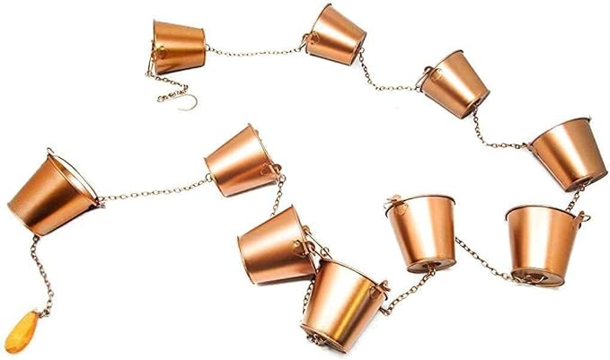 Trademark Innovations Copper Colored Bucket Rain Chain for Gutters and Downspouts