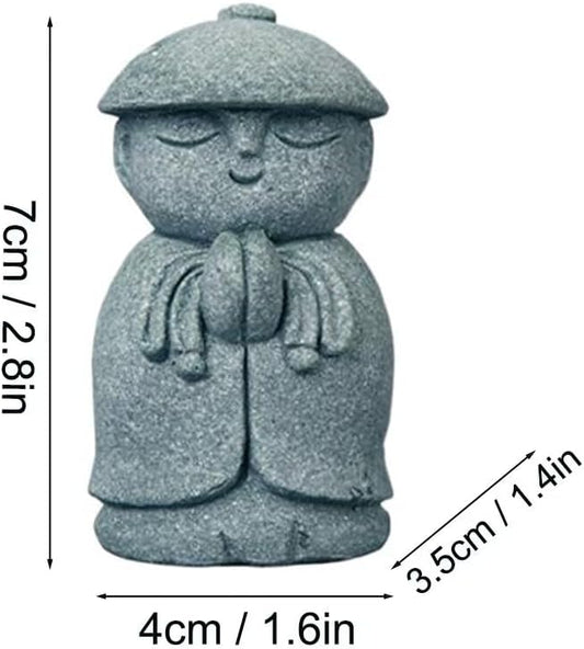 Mini Monk Buddha Statue Sandstone Statues Zen Monk Praying Statue Sculptures for Wealth Good Luck Feng Shui Decor Home Fish Tank Aquarium Garden (Style 15)