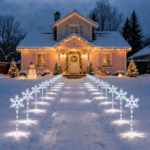 Solar Snowflake Pathway Lights - 10 Pack