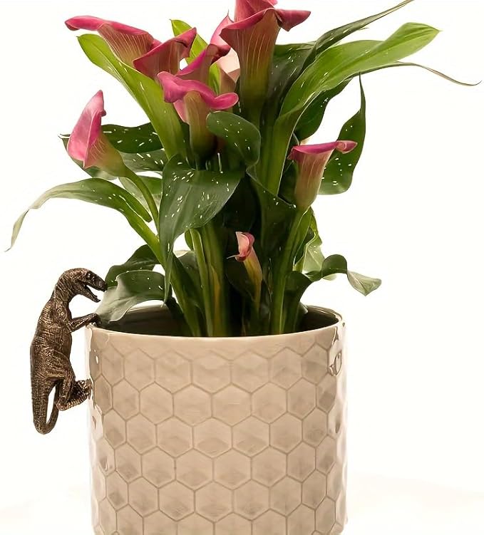 Dinosaur Flower Pot Hugger Figurines, Dinosaur Statue Planter Decor for Garden Yard Fence Balcony Home Plant Decoration Gifts