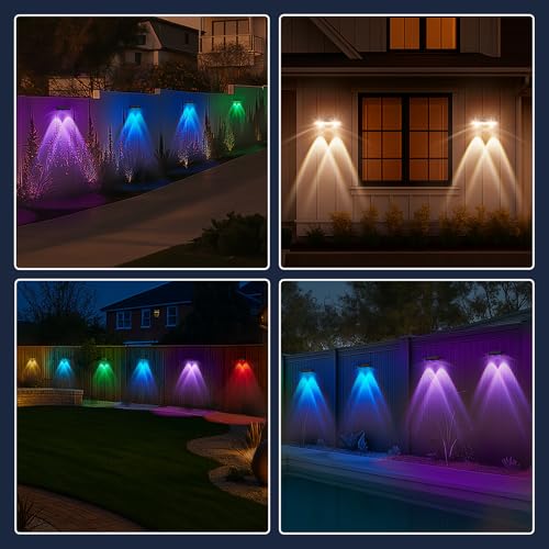 Solar Fence Lights - 80LM, 9 Colors, IP65, 12 Pack