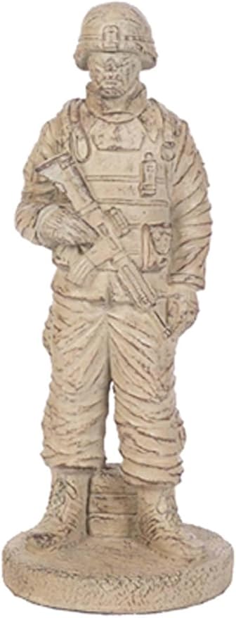 Solid Rock Stoneworks Concrete Standing Soldier Garden Statue- 25" Tall- Desert Sand Brown