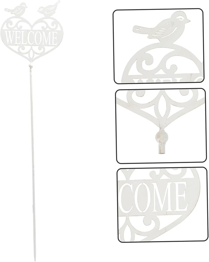 Outdoor Welcome Garden Sign Stake Decorative Metal Welcome Board for Yard Patio Lawn Plug-in Garden Decor 33.85X7.87In