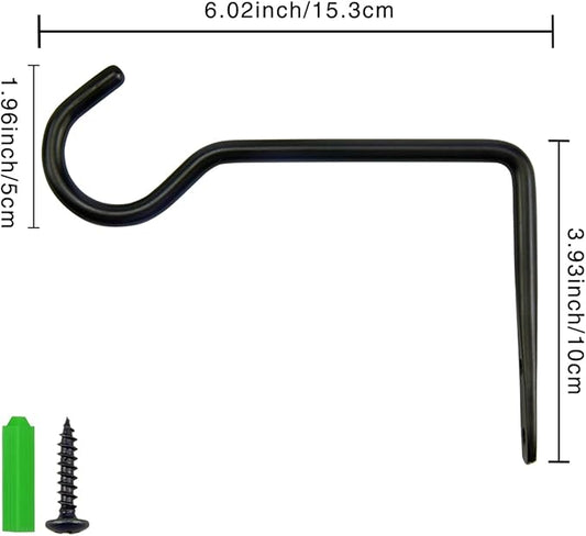 6 Inch Metal Wall Plant Hanger for Hanging Plants, Bird Feeders, Wind Chimes, Flower Baskets – Plant Hanger Indoor Indoor/Outdoor Use, 2 Pack Black