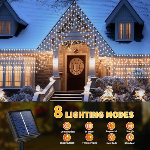 Solar Icicle Curtain Lights - Outdoor String Lights