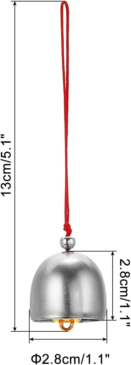 PATIKIL 6 Pcs Wind Chime, Hanging Bells Temple Bells Retro Outdoor Hanging Metal Chinese Wind Chime Round for Outside Garden Camping, Silver Red
