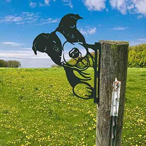 Farm Peeping Dog Metal Art Outdoor Decor Garden Fence Decoration, Farmhouse Backyard Hang Artwork Wall Decor, Outdoor Yard Patio Lawn Statue Gift for Loved Dad Grandpa (Dog)