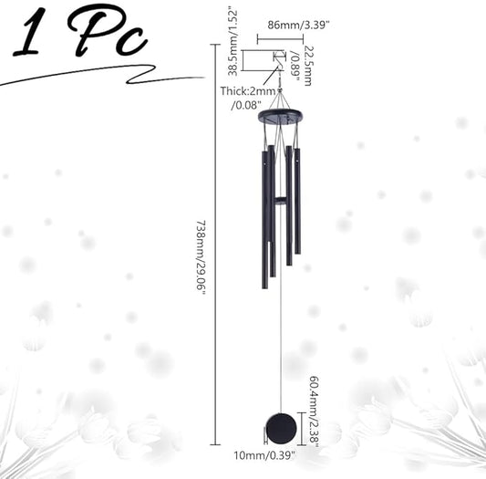 arricraft 1 Pc Chinese Traditional Aluminum Tube Wind Chimes, 29 Inches Black Outdoor Vintage Aluminum Soothing Wind Catcher for Garden Patio Balcony Hanging Decoration Accessories