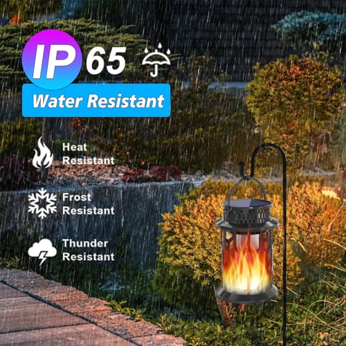 Solar Hanging Flame Light - Waterproof LED Pendant 2 Pack