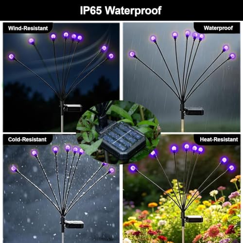 Solar Firefly Lights - Purple, 4 Pack