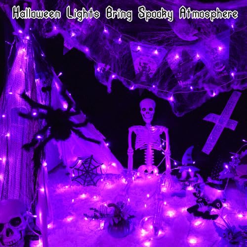 Purple Halloween String Lights - 33FT 100LED Waterproof 8 Modes