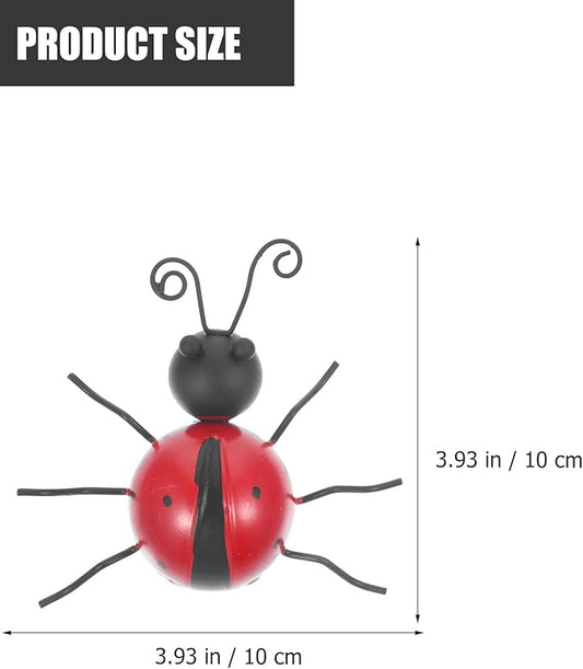 Toddmomy 4 Pcs Iron Ladybug Garden Statue Decor 10cm Metal Outdoor Ladybug Sculpture for Yard and Patio Ornaments for Lawn and Landscape Decoration