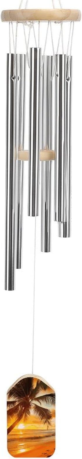 Wind Chimes for OutdoorsSmallAluminumWindChimewithGentleMelodicSounds6TubesTunedandWoodenPendantNaturalandRustic Patio Garden Decor