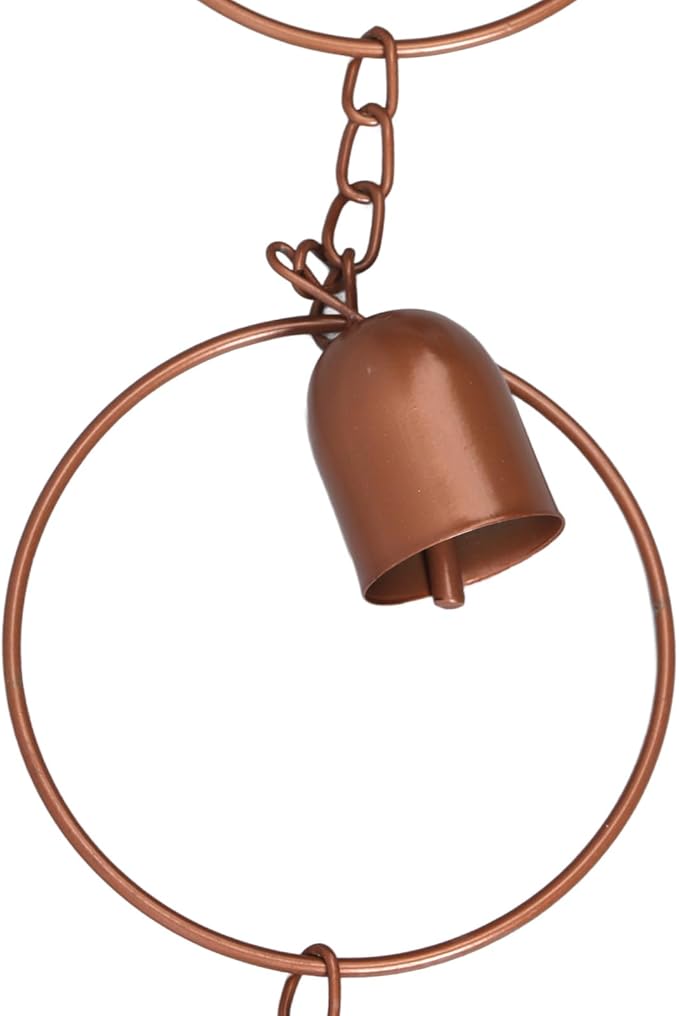 Fdit Metal Rain Chain, Hanging Rain Chime for Gutter Drainage Bell Shaped Decorative Downpipe with Soothing Sound for Balcony Courtyard Garden