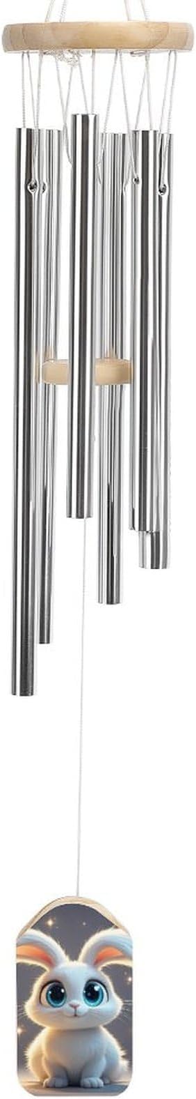 Large Aluminium Wind Chimes for Outside, Soothing Melodic Memorial Wind Chime Outdoors Windchimes for Garden Patio Decor, Cute Cartoon Rabbit Wind Chimes Gift for Mom Women Neighbors