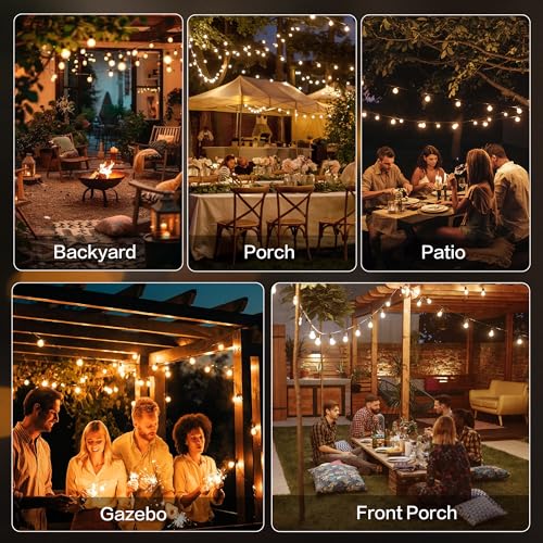 Outdoor String Lights 100FT - 50 G40 LED Bulbs, Waterproof & Connectable