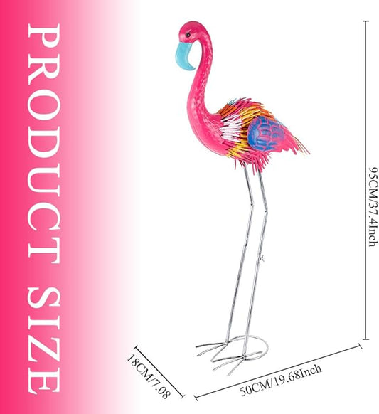 37" Flamingo Garden Statue,Metal Birds Garden Sculptures for Outside,Large Yard Art Outdoor Statue Lawn Ornaments for Home, Patio, Backyard Decor