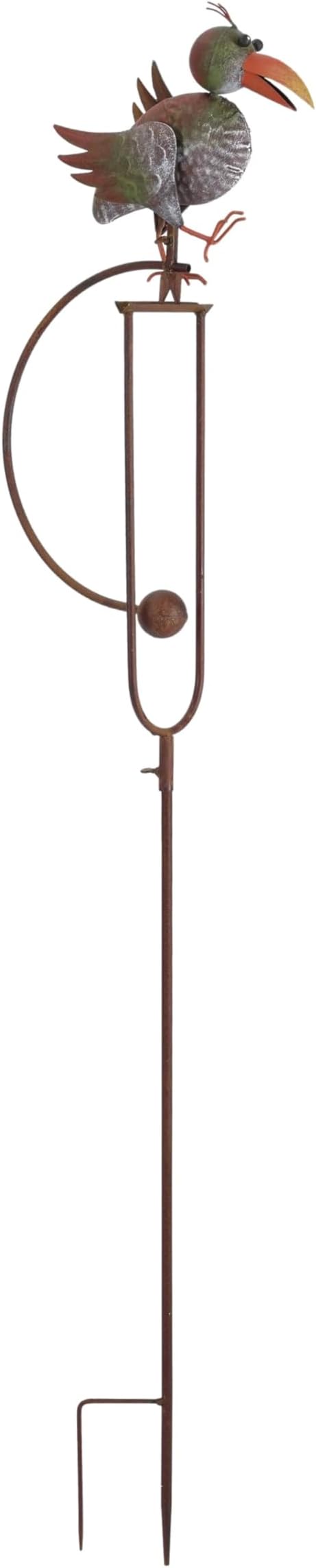 Metal Bird Garden Rocking Stakes with Dual Motion (Parrot)