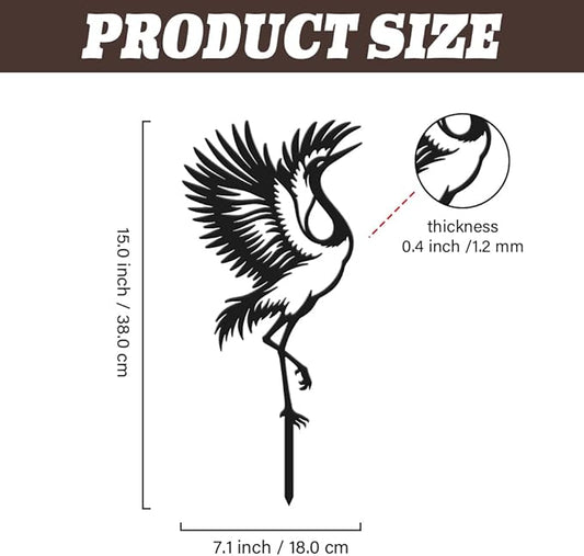SUPERDANT Metal Crane Garden Decor for Outside Zen Bird Yard Stakes for Decorations Outdoor Statues Iron Art Stake Decorative Silhouette Lawn Ornament Patio Porch Farmhouse Decoration Gifts