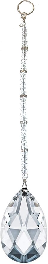 Hidden Hollow Beads Crystal Suncatcher Rear View Mirror 30mm Hanging Ornament Rhinestone Beaded Design Indoor Window & Home Décor (1 38mm Almond Teardrop Crystal)
