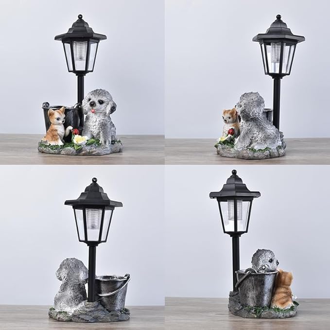 Garden Statue Decor, Flower Pots Planters Pots for Succulent, Outdoor Garden Sculpture for Patio Balcony Yard Lawn Decor, Outdoor Statues for Balcony Gifts (Dog&Cat)